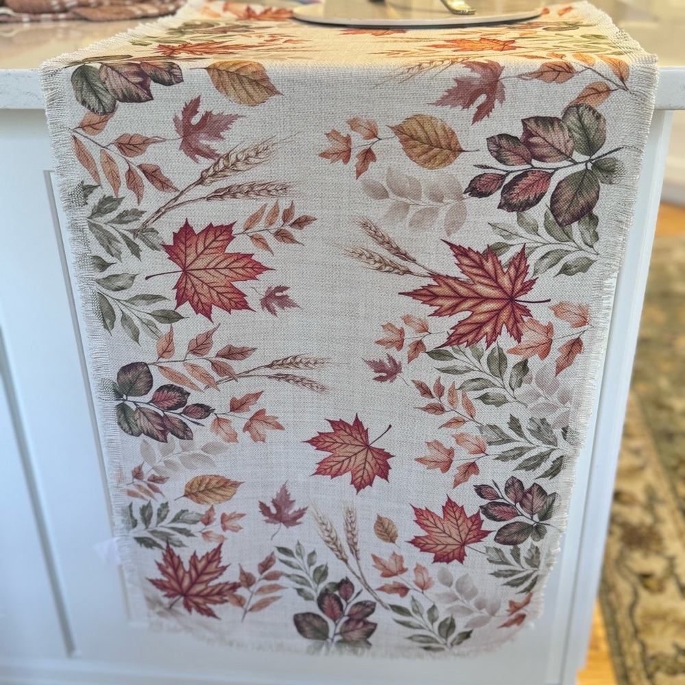 SHABBY CHIC ~ Fall Leaves Table Runner, 17”x 74”
